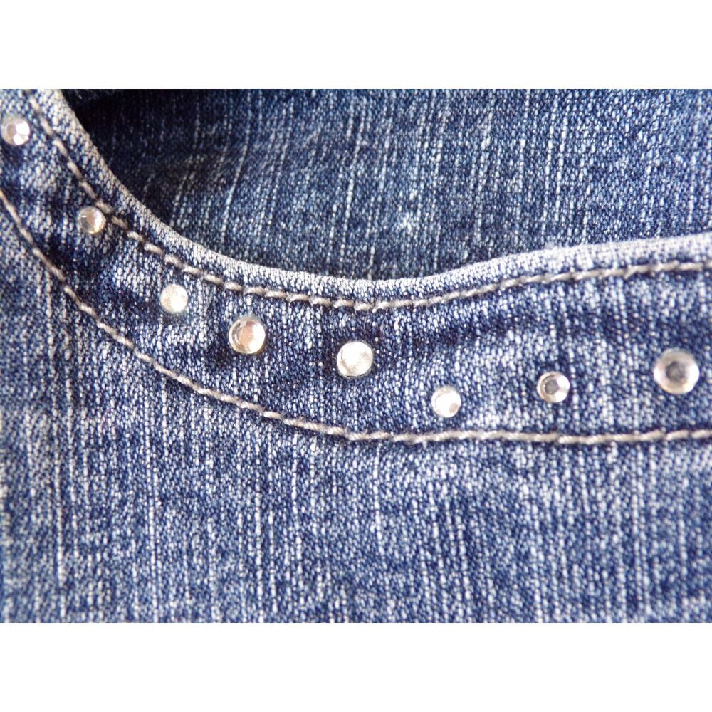 Westport Woman Jeans Blue Denim Embellished Rhinestone Pocket Straight Leg 16W - Picture 4 of 14